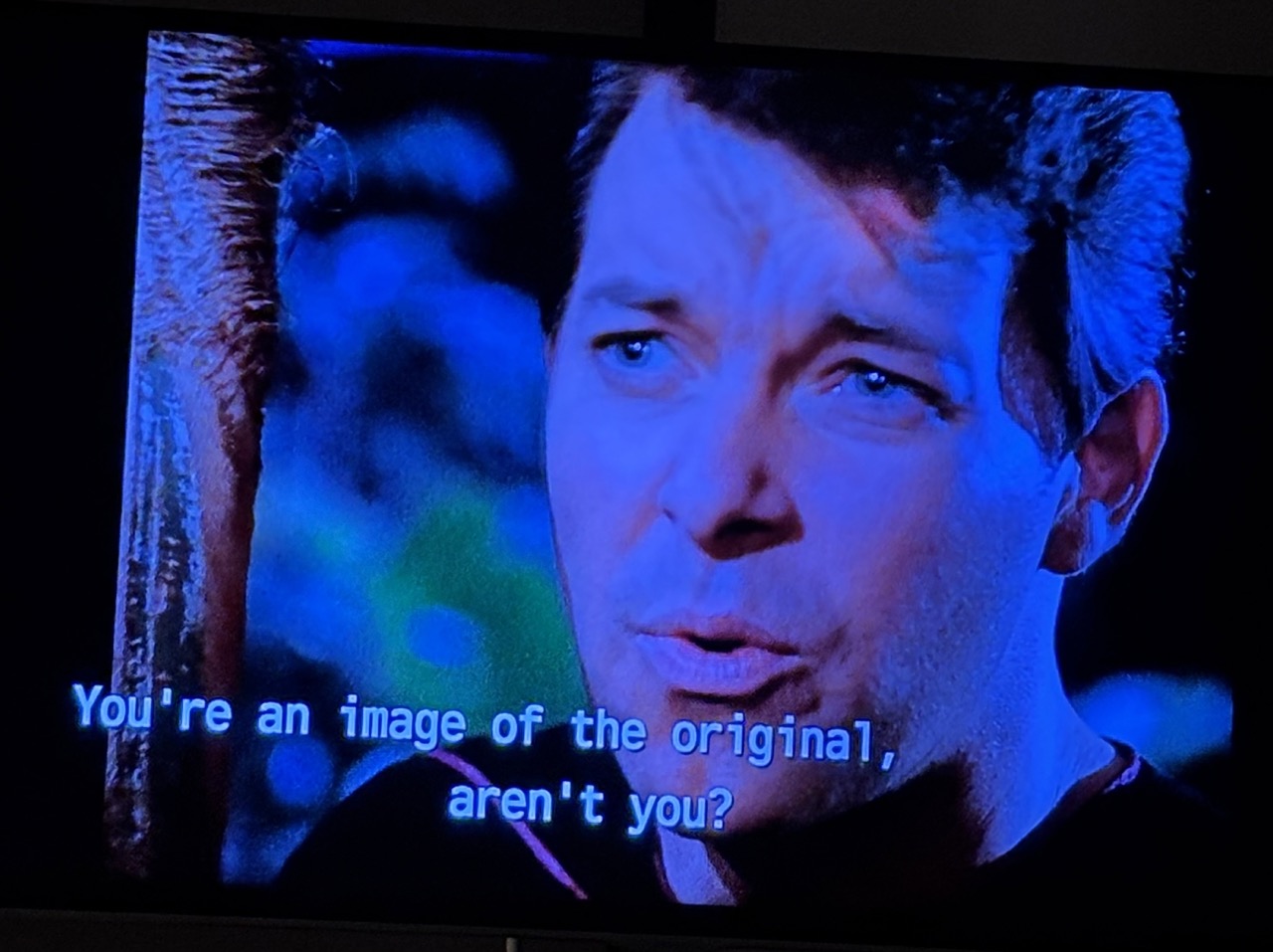 Screenshot from Star Trek: The Next Generation. Subtitle reads: You're an image of the original aren't you?